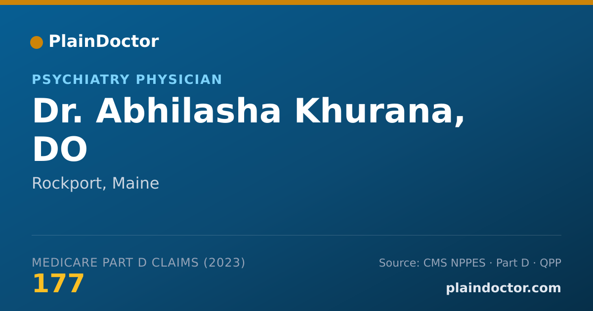 Shareable card for Abhilasha Khurana, DO - Psychiatry Physician, Rockport, ME
