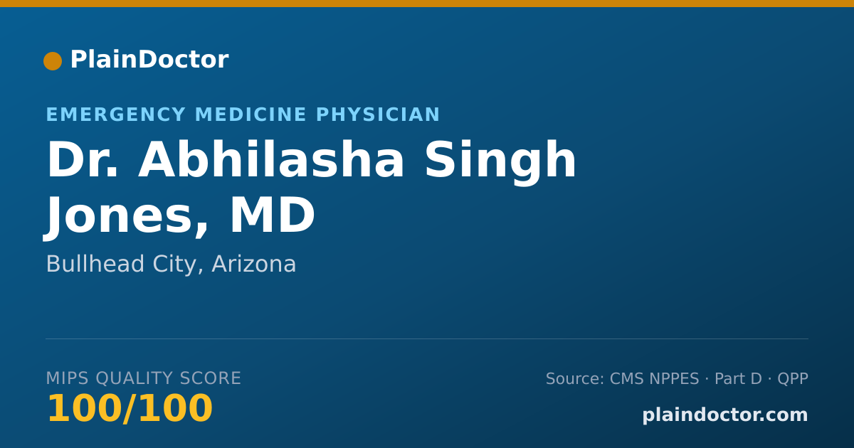 Shareable card for Abhilasha Singh Jones, MD - Emergency Medicine Physician, Bullhead City, AZ