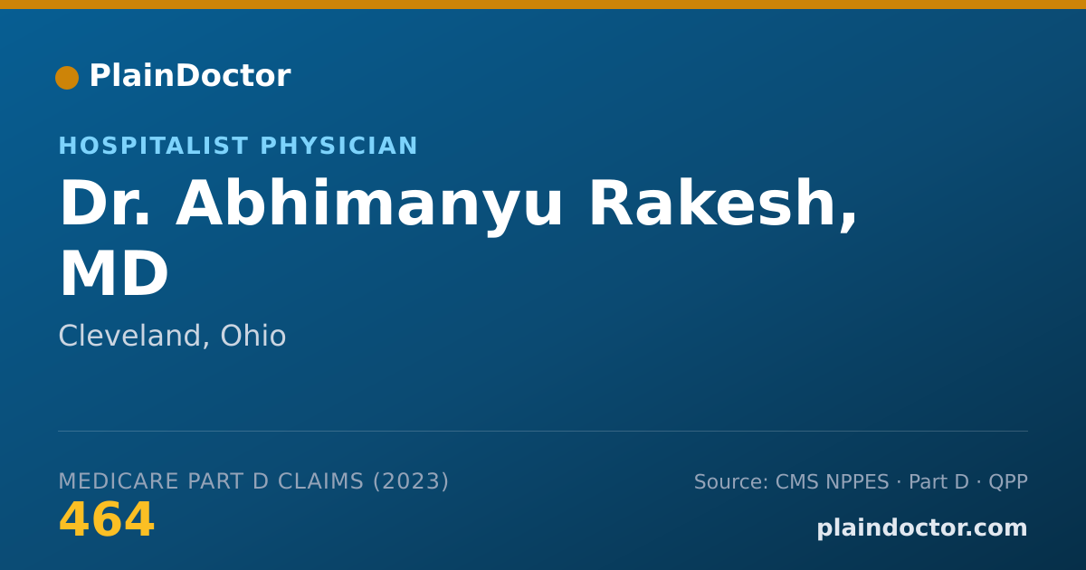 Shareable card for Abhimanyu Rakesh, MD - Hospitalist Physician, Cleveland, OH