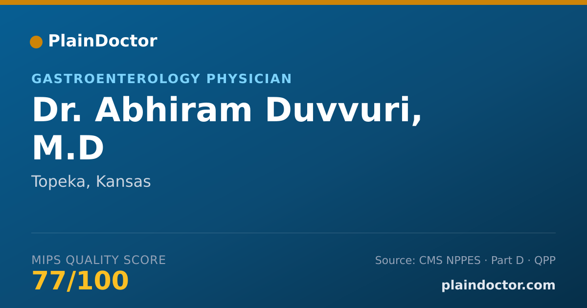 Shareable card for Abhiram Duvvuri, M.D - Gastroenterology Physician, Topeka, KS