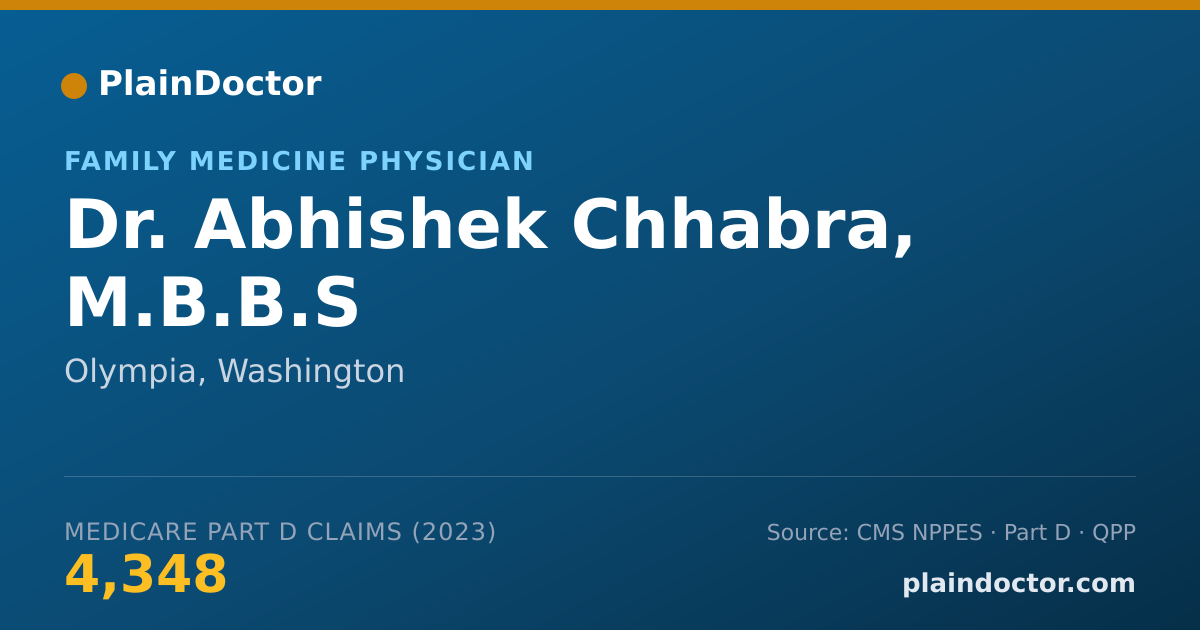 Shareable card for Abhishek Chhabra, M.B.B.S - Family Medicine Physician, Olympia, WA