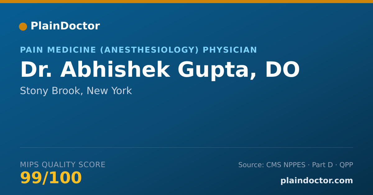 Shareable card for Abhishek Gupta, DO - Pain Medicine (Anesthesiology) Physician, Stony Brook, NY
