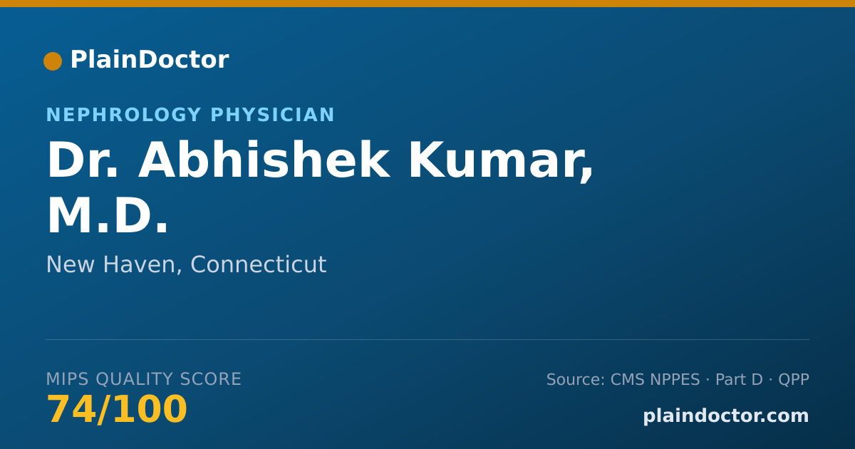 Shareable card for Abhishek Kumar, M.D. - Internal Medicine Physician, New Haven, CT