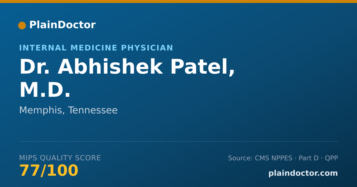 Shareable card for Abhishek Patel, M.D. - Internal Medicine Physician, Memphis, TN