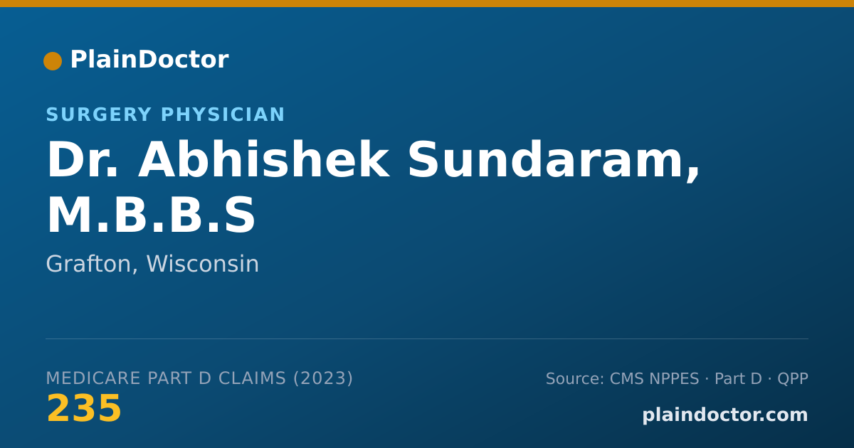 Shareable card for Abhishek Sundaram, M.B.B.S - Surgery Physician, Grafton, WI