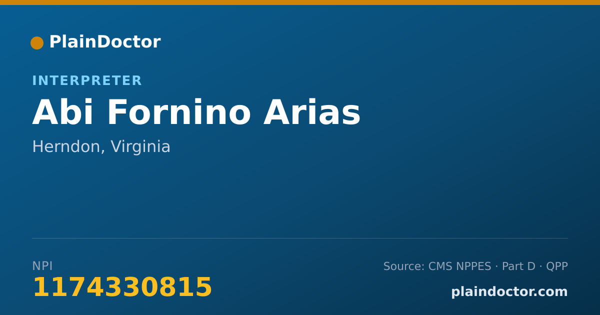 Shareable card for Abi Fornino Arias - Interpreter, Herndon, VA