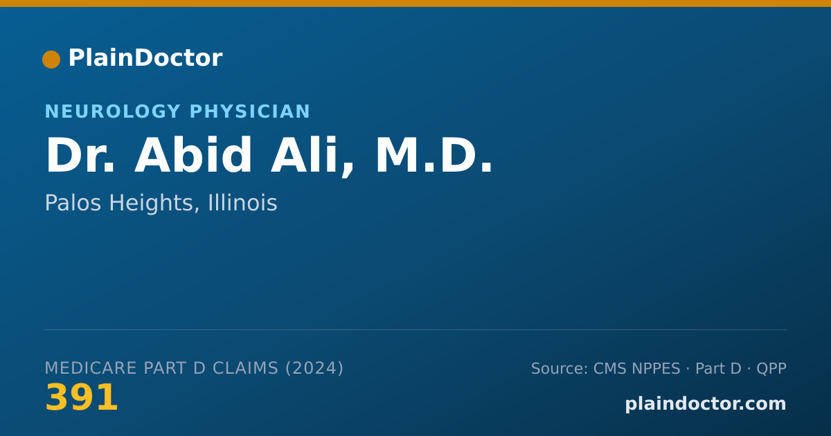 Shareable card for Abid Ali, M.D. - Neurology Physician, Palos Heights, IL