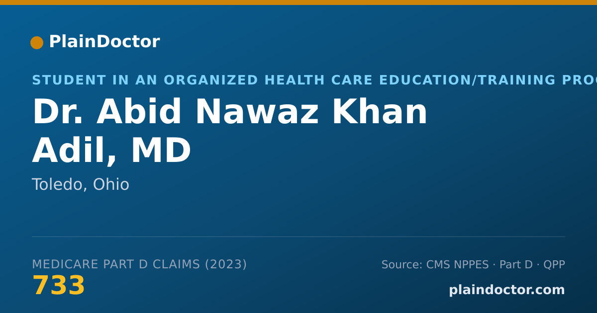 Shareable card for Abid Nawaz Khan Adil, MD - Student in an Organized Health Care Education/Training Program, Toledo, OH