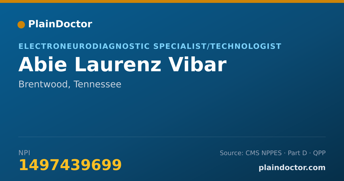 Shareable card for Abie Laurenz Vibar - Electroneurodiagnostic Specialist/Technologist, Brentwood, TN