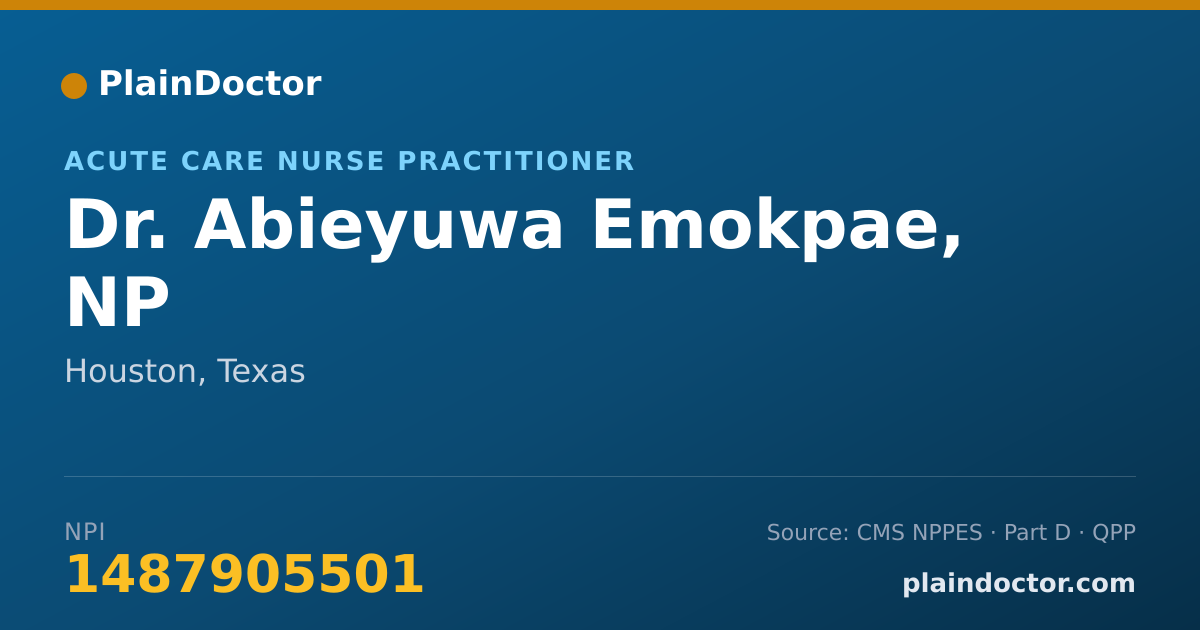 Shareable card for Abieyuwa Emokpae, NP - Acute Care Nurse Practitioner, Houston, TX
