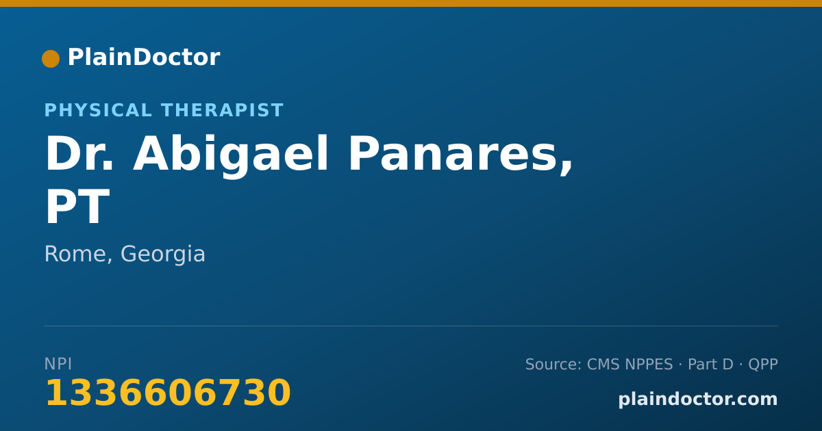 Shareable card for Abigael Panares, PT - Physical Therapist, Rome, GA