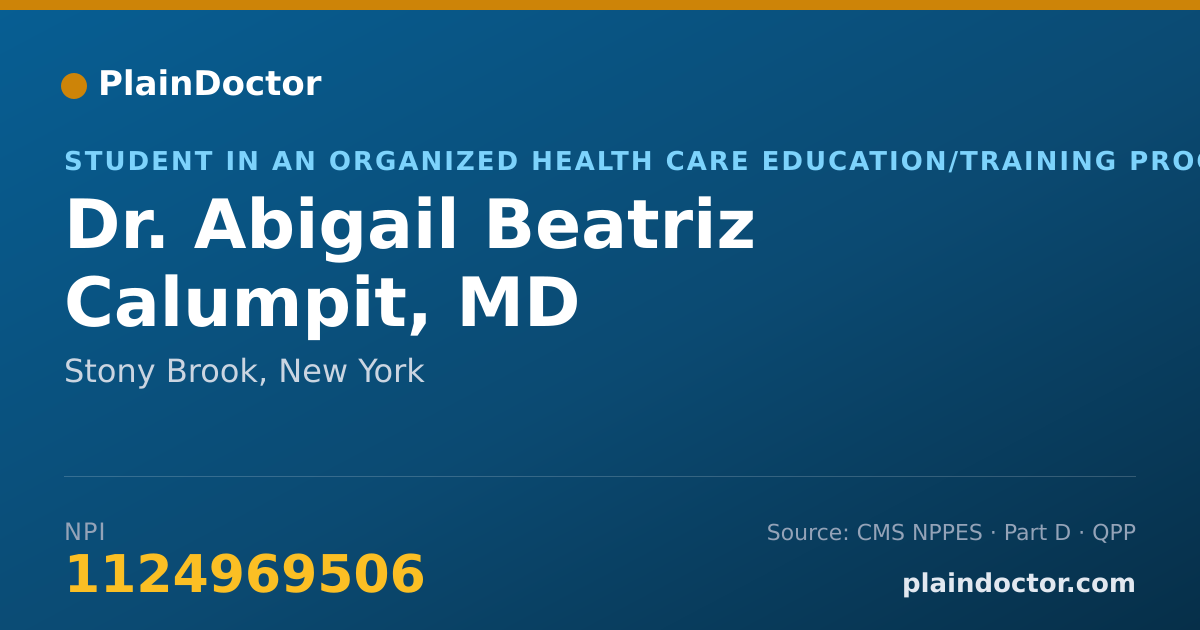 Shareable card for Abigail Beatriz Calumpit, MD - Student in an Organized Health Care Education/Training Program, Stony Brook, NY