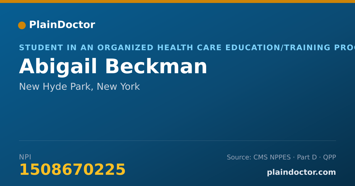 Shareable card for Abigail Beckman - Student in an Organized Health Care Education/Training Program, New Hyde Park, NY