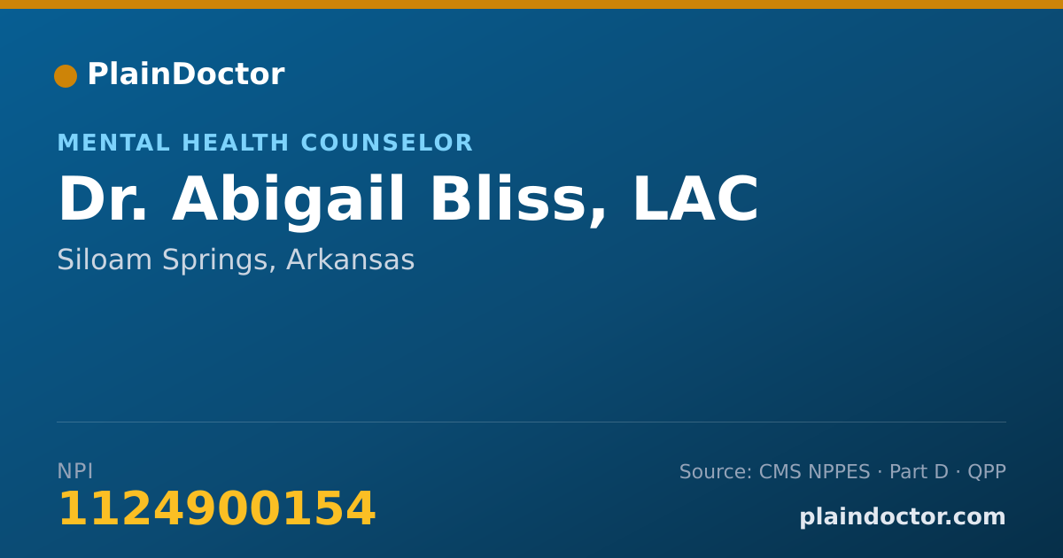 Shareable card for Abigail Bliss, LAC - Mental Health Counselor, Siloam Springs, AR