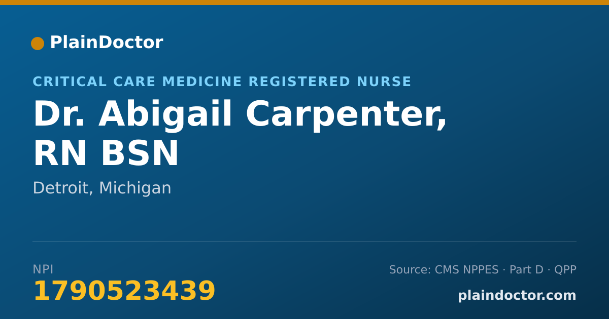 Shareable card for Abigail Carpenter, RN BSN - Critical Care Medicine Registered Nurse, Detroit, MI