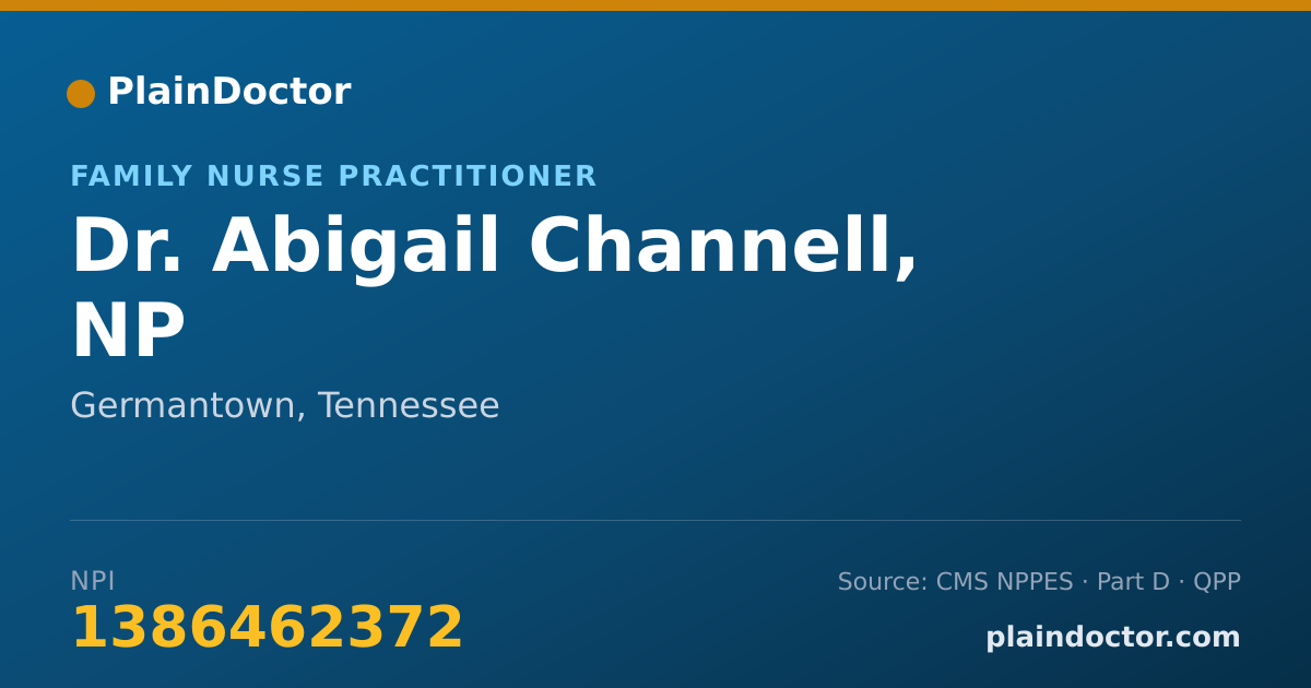 Shareable card for Abigail Channell, NP - Family Nurse Practitioner, Germantown, TN