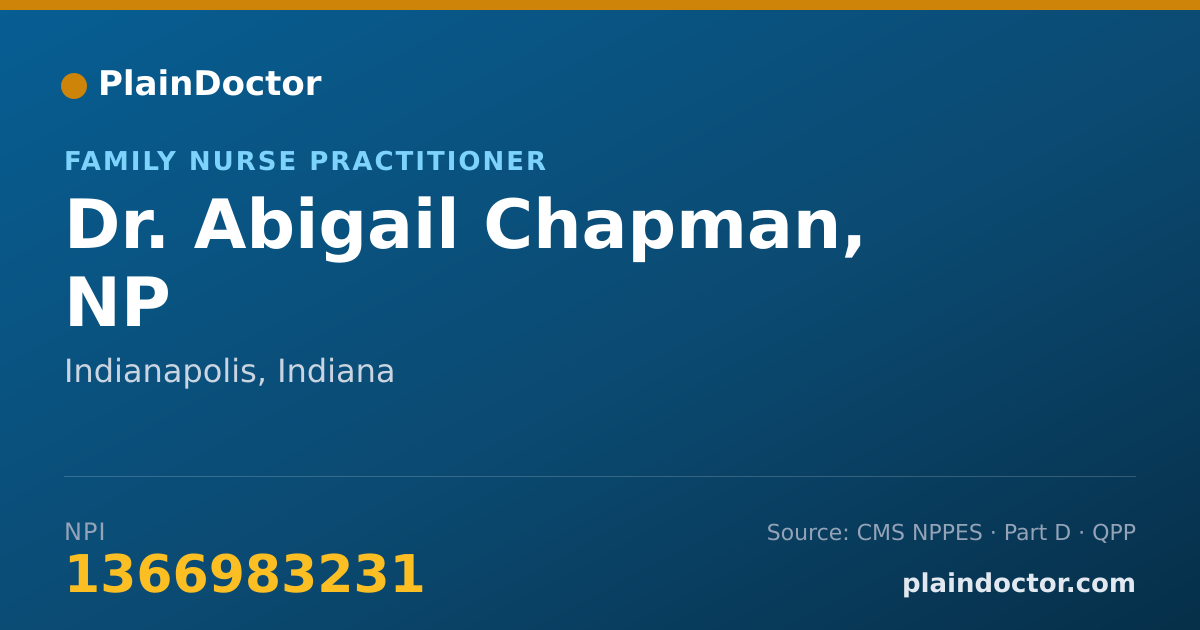 Shareable card for Abigail Chapman, NP - Family Nurse Practitioner, Indianapolis, IN