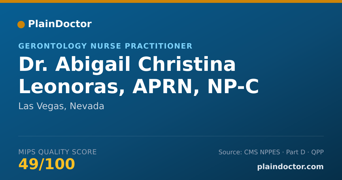 Shareable card for Abigail Christina Leonoras, APRN, NP-C - Gerontology Nurse Practitioner, Las Vegas, NV