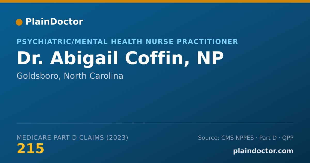 Shareable card for Abigail Coffin, NP - Psychiatric/Mental Health Nurse Practitioner, Goldsboro, NC