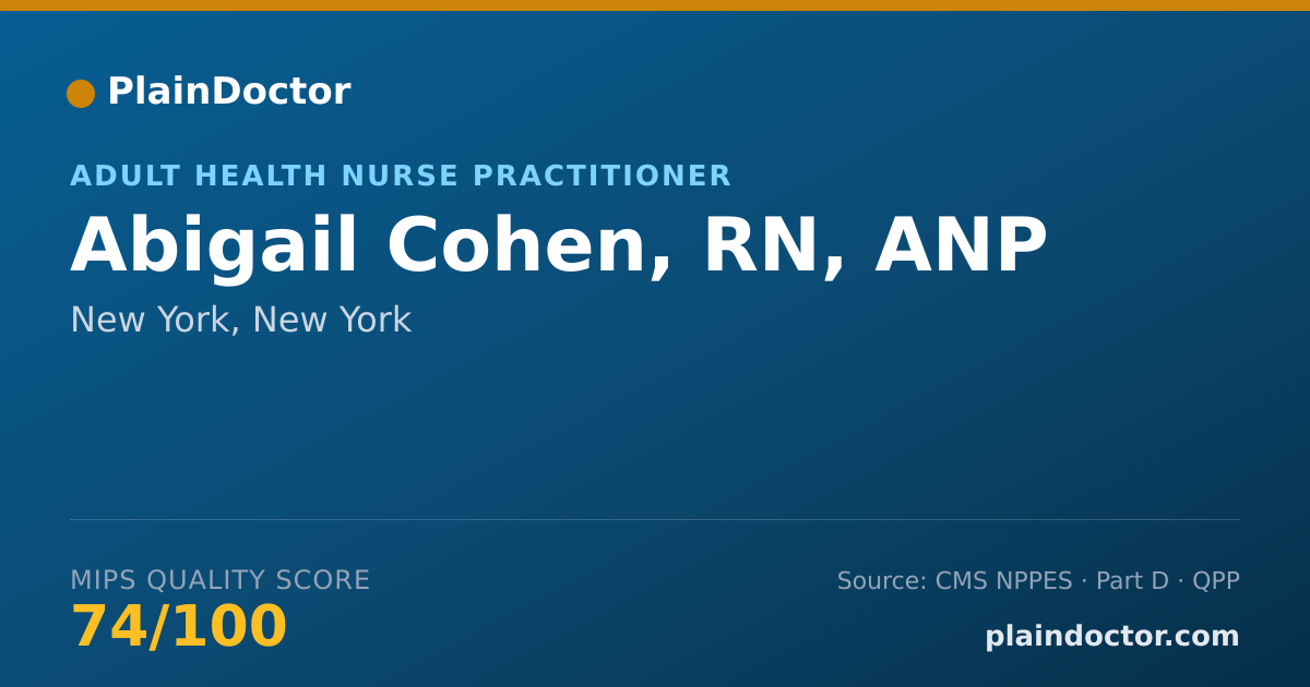 Shareable card for Abigail Cohen, RN, ANP - Adult Health Nurse Practitioner, New York, NY