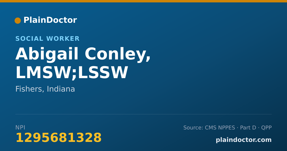 Shareable card for Abigail Conley, LMSW;LSSW - Social Worker, Fishers, IN