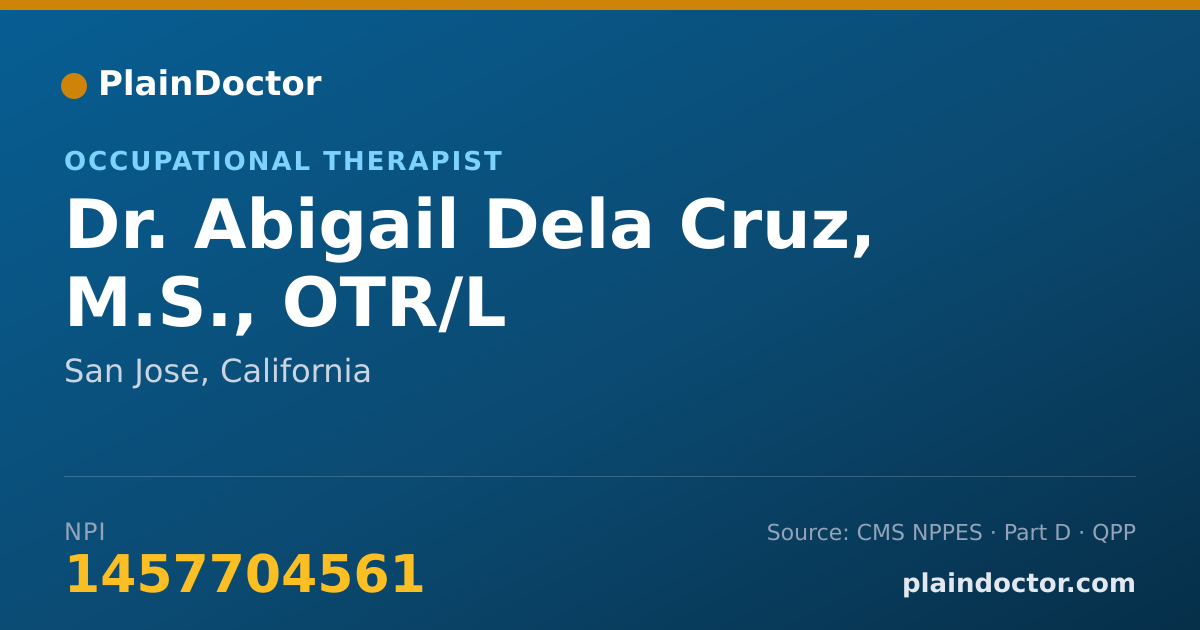 Shareable card for Abigail Dela Cruz, M.S., OTR/L - Occupational Therapist, San Jose, CA