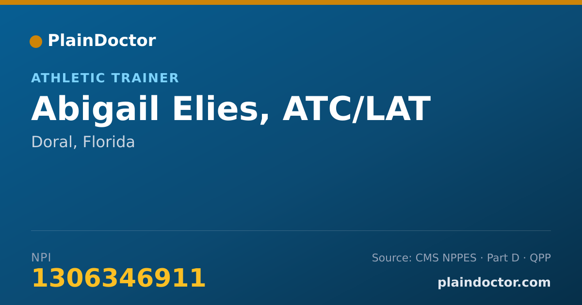 Shareable card for Abigail Elies, ATC/LAT - Athletic Trainer, Doral, FL
