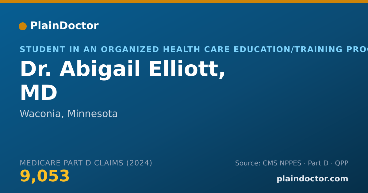 Shareable card for Abigail Elliott, MD - Student in an Organized Health Care Education/Training Program, Waconia, MN