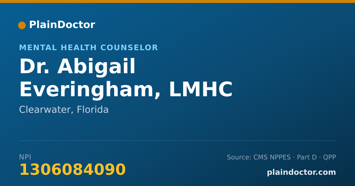 Shareable card for Abigail Everingham, LMHC - Mental Health Counselor, Clearwater, FL