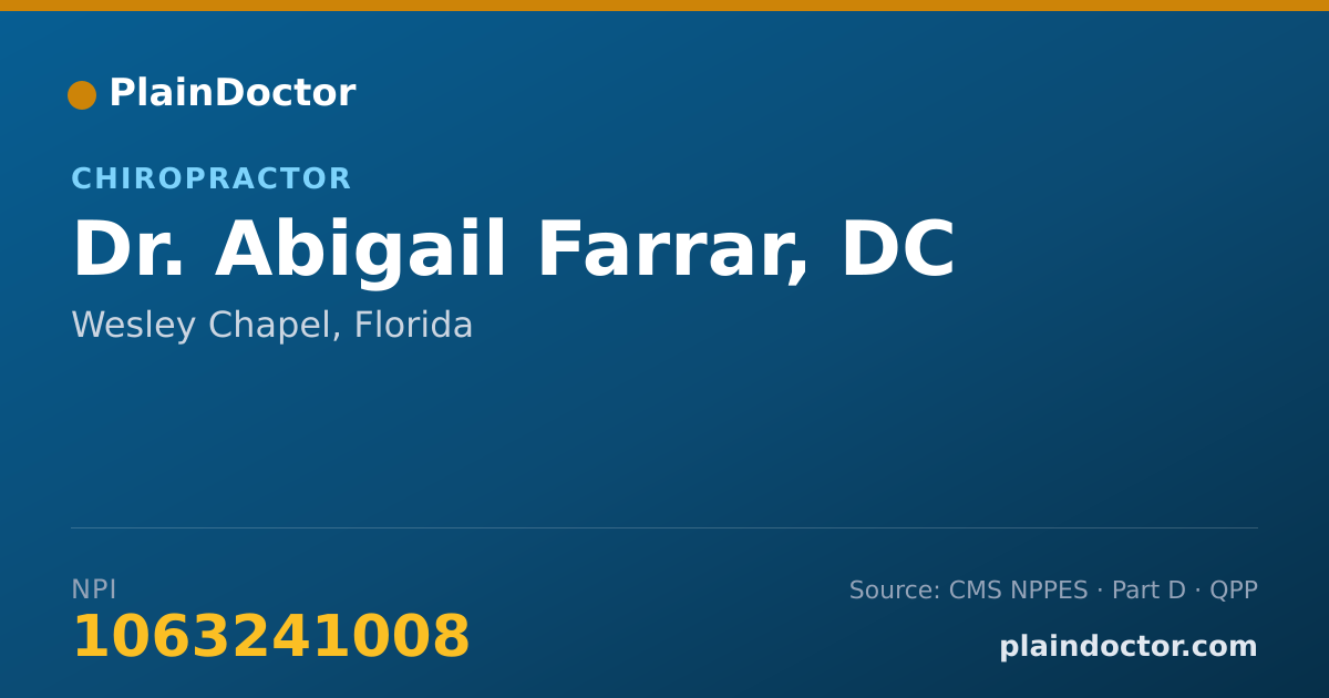 Shareable card for Abigail Farrar, DC - Chiropractor, Wesley Chapel, FL