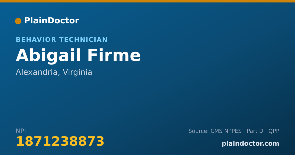Shareable card for Abigail Firme - Behavior Technician, Alexandria, VA