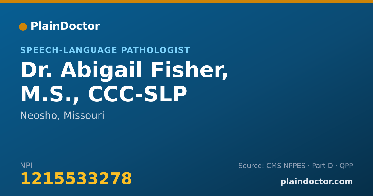 Shareable card for Abigail Fisher, M.S., CCC-SLP - Speech-Language Pathologist, Neosho, MO