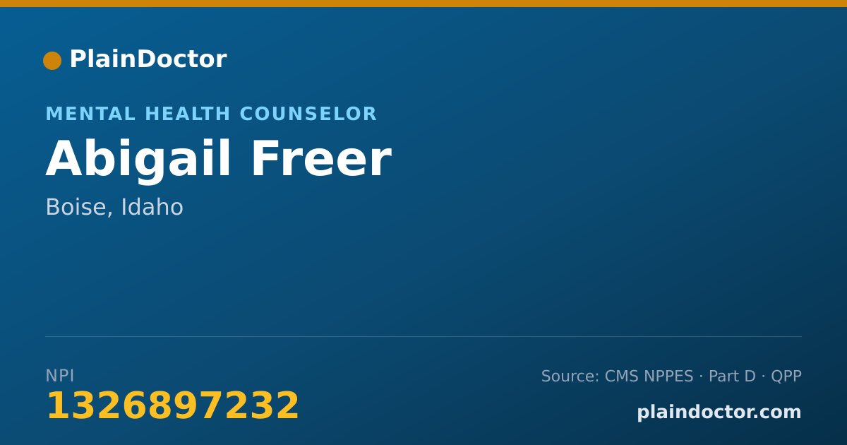 Shareable card for Abigail Freer - Mental Health Counselor, Boise, ID