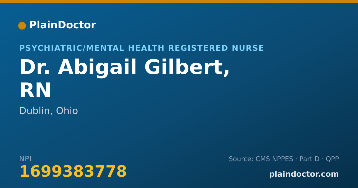 Shareable card for Abigail Gilbert, RN - Psychiatric/Mental Health Registered Nurse, Dublin, OH
