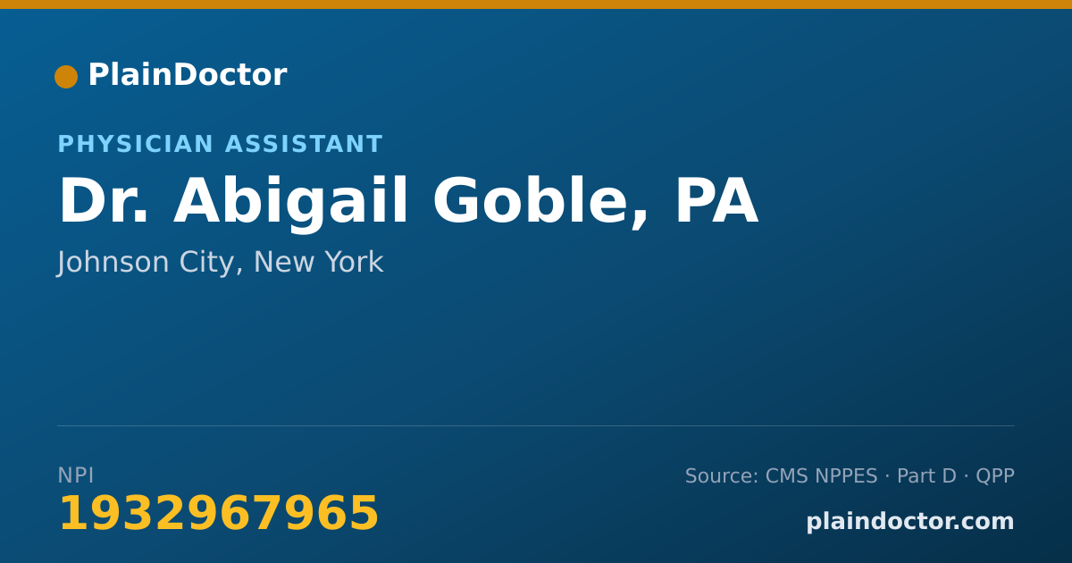 Shareable card for Abigail Goble, PA - Physician Assistant, Johnson City, NY