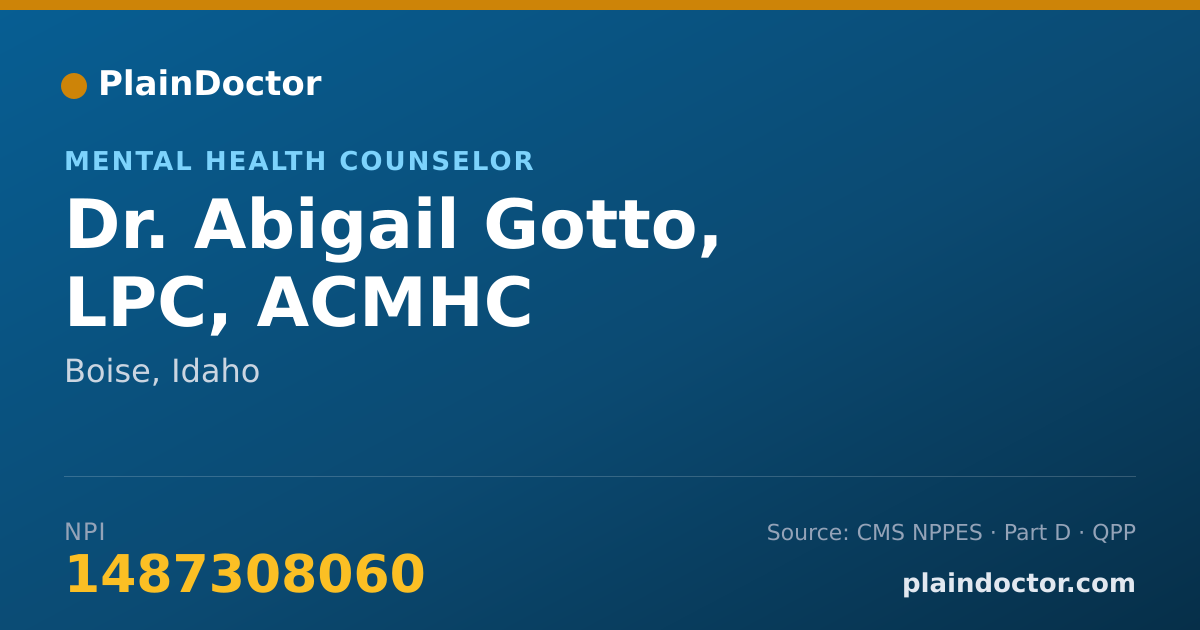 Shareable card for Abigail Gotto, LPC, ACMHC - Mental Health Counselor, Boise, ID