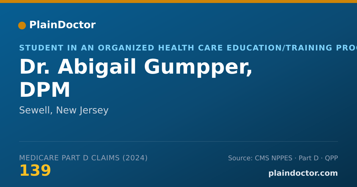 Shareable card for Abigail Gumpper, DPM - Student in an Organized Health Care Education/Training Program, Sewell, NJ