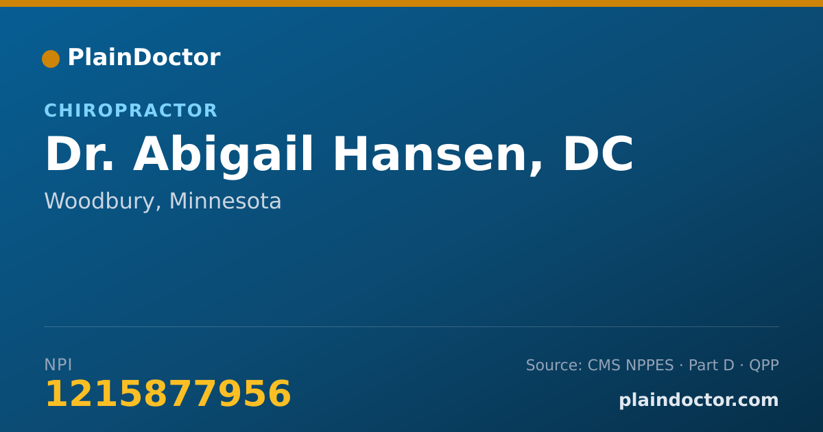 Shareable card for Abigail Hansen, DC - Chiropractor, Woodbury, MN