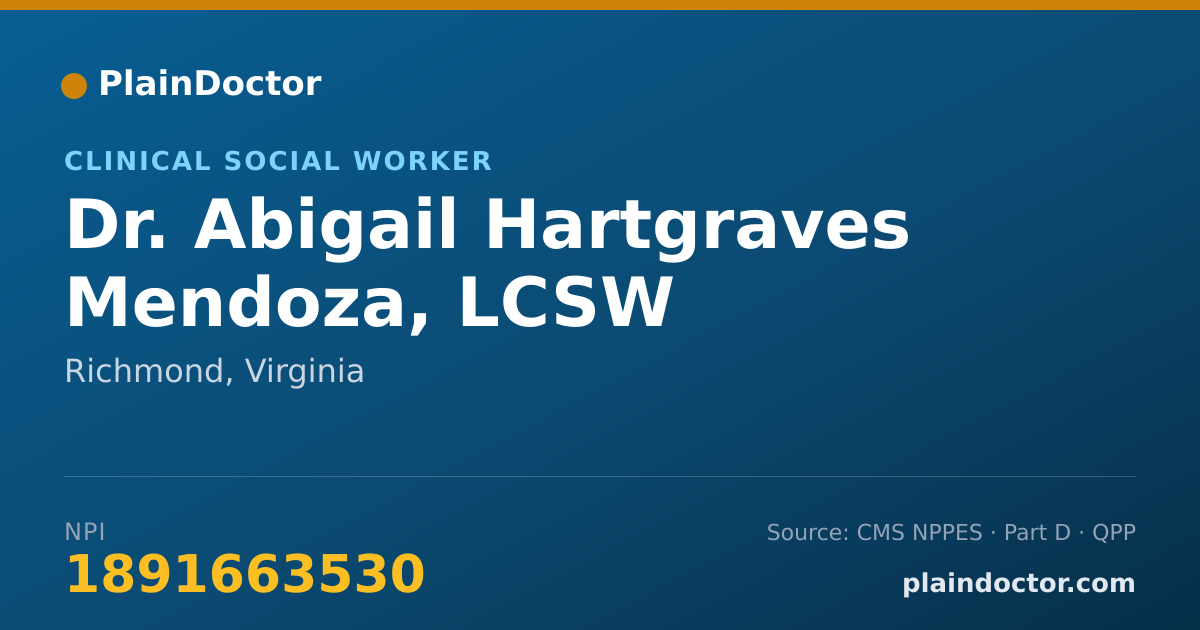Shareable card for Abigail Hartgraves Mendoza, LCSW - Clinical Social Worker, Richmond, VA