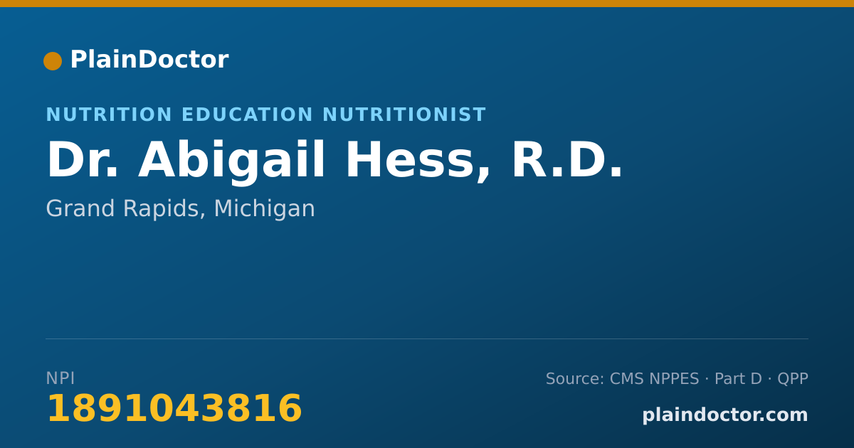 Shareable card for Abigail Hess, R.D. - Nutrition Education Nutritionist, Grand Rapids, MI