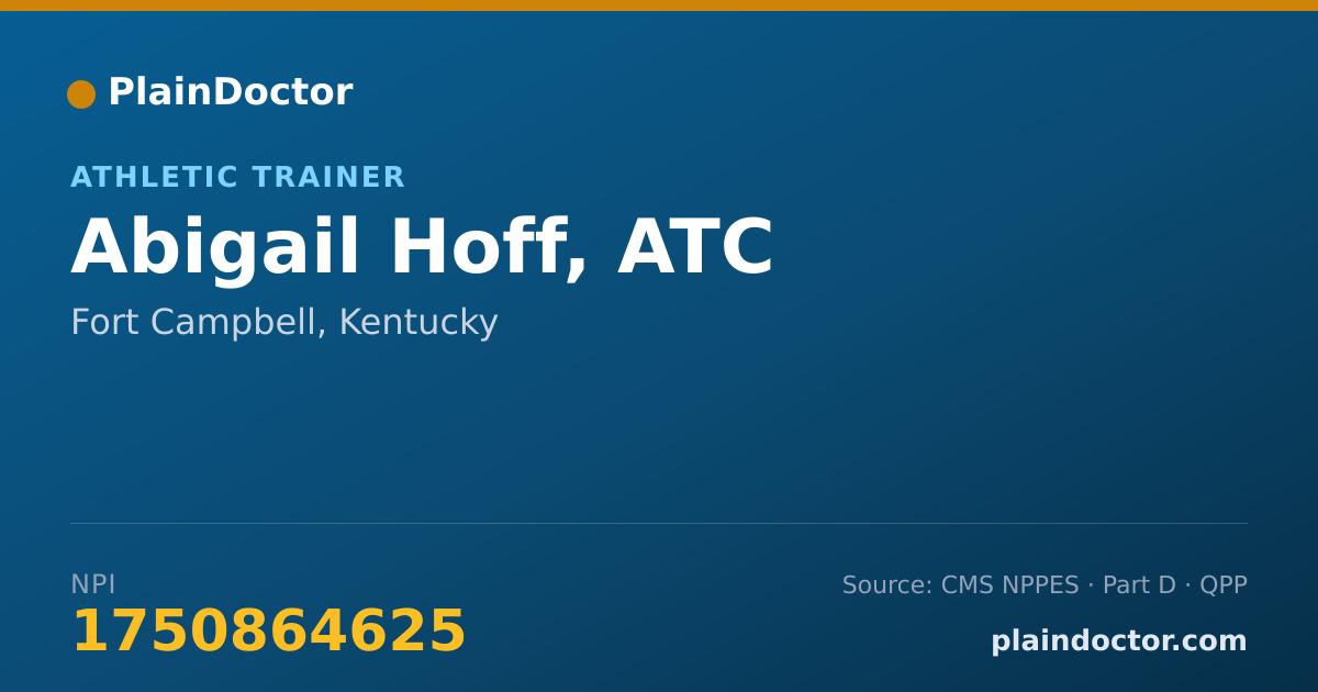 Shareable card for Abigail Hoff, ATC - Athletic Trainer, Fort Campbell, KY