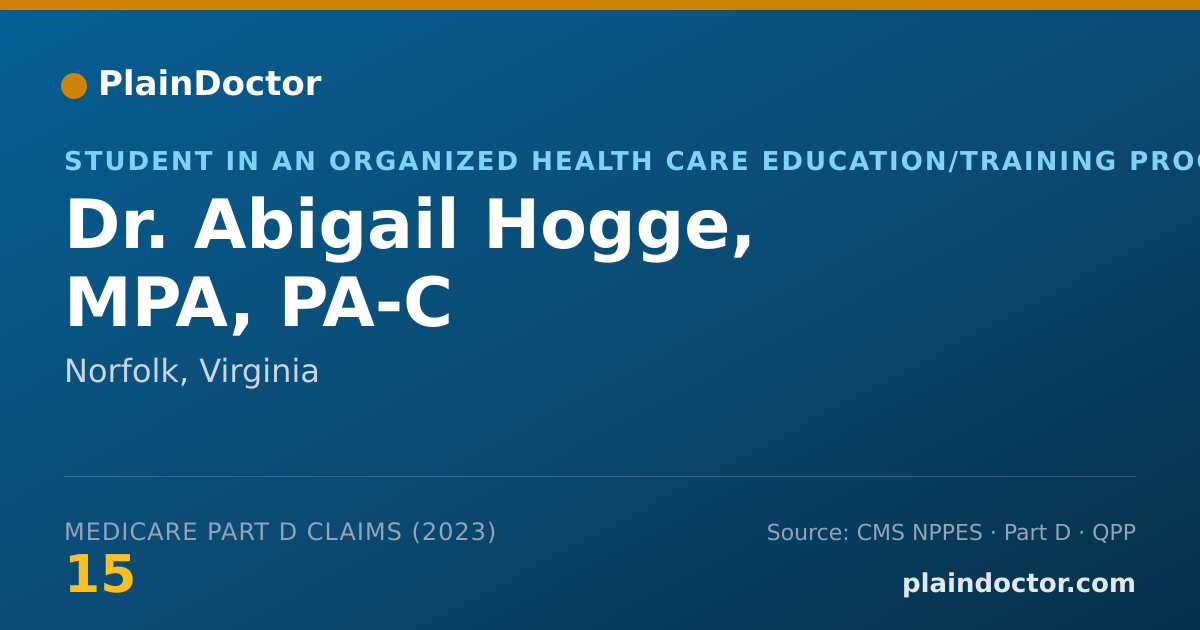 Shareable card for Abigail Hogge, MPA, PA-C - Student in an Organized Health Care Education/Training Program, Norfolk, VA