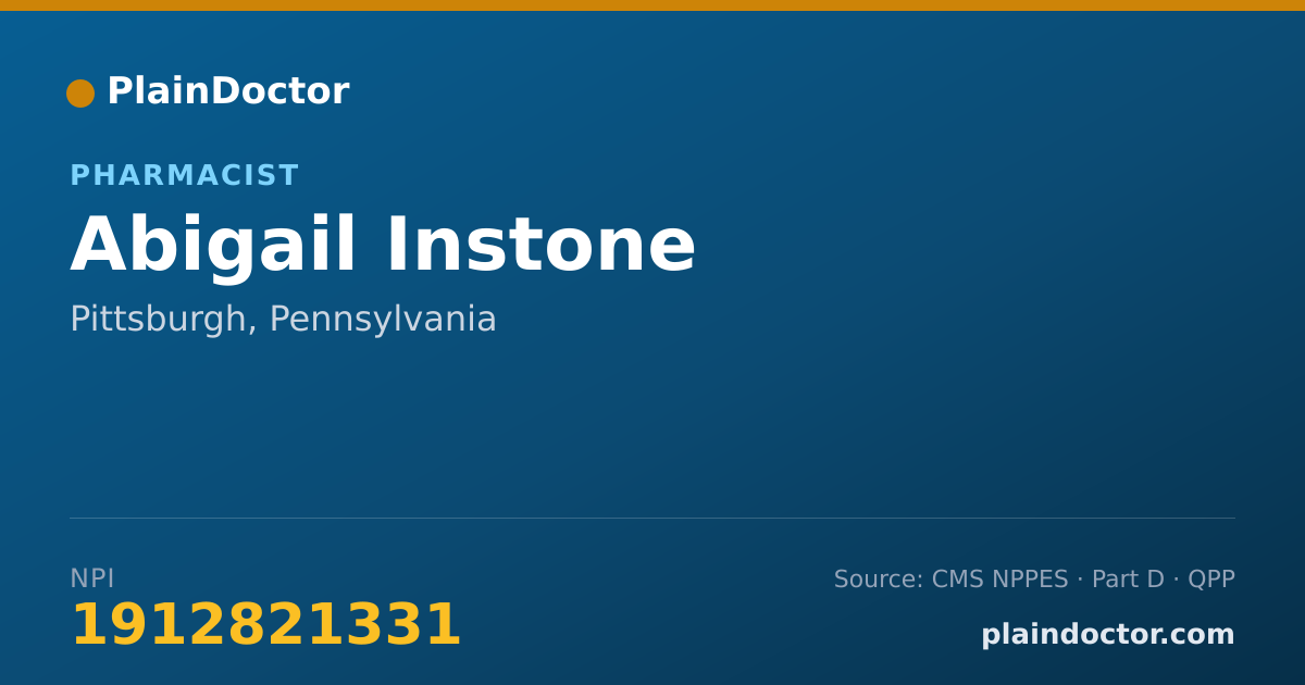Shareable card for Abigail Instone - Pharmacist, Pittsburgh, PA