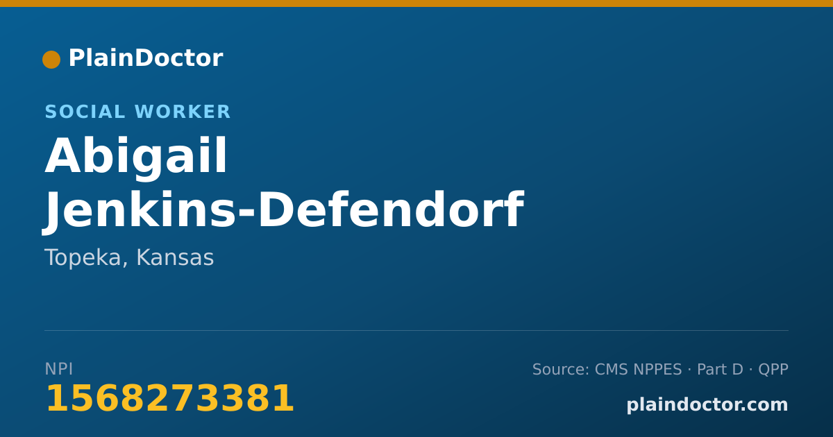 Shareable card for Abigail Jenkins-Defendorf - Social Worker, Topeka, KS