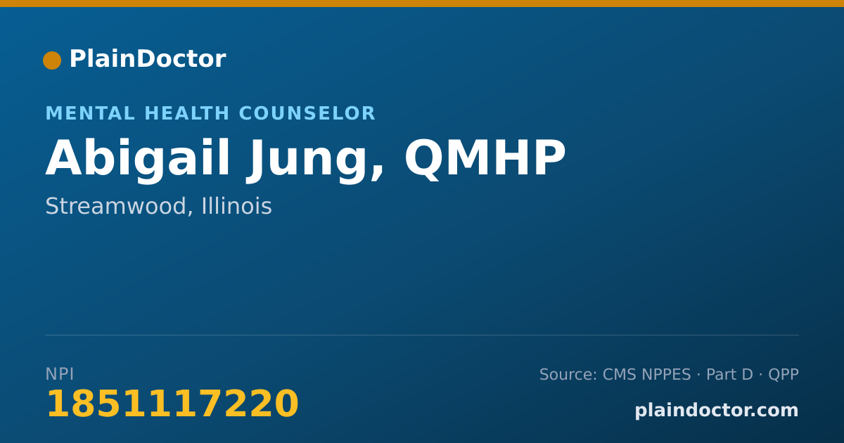 Shareable card for Abigail Jung, QMHP - Mental Health Counselor, Streamwood, IL