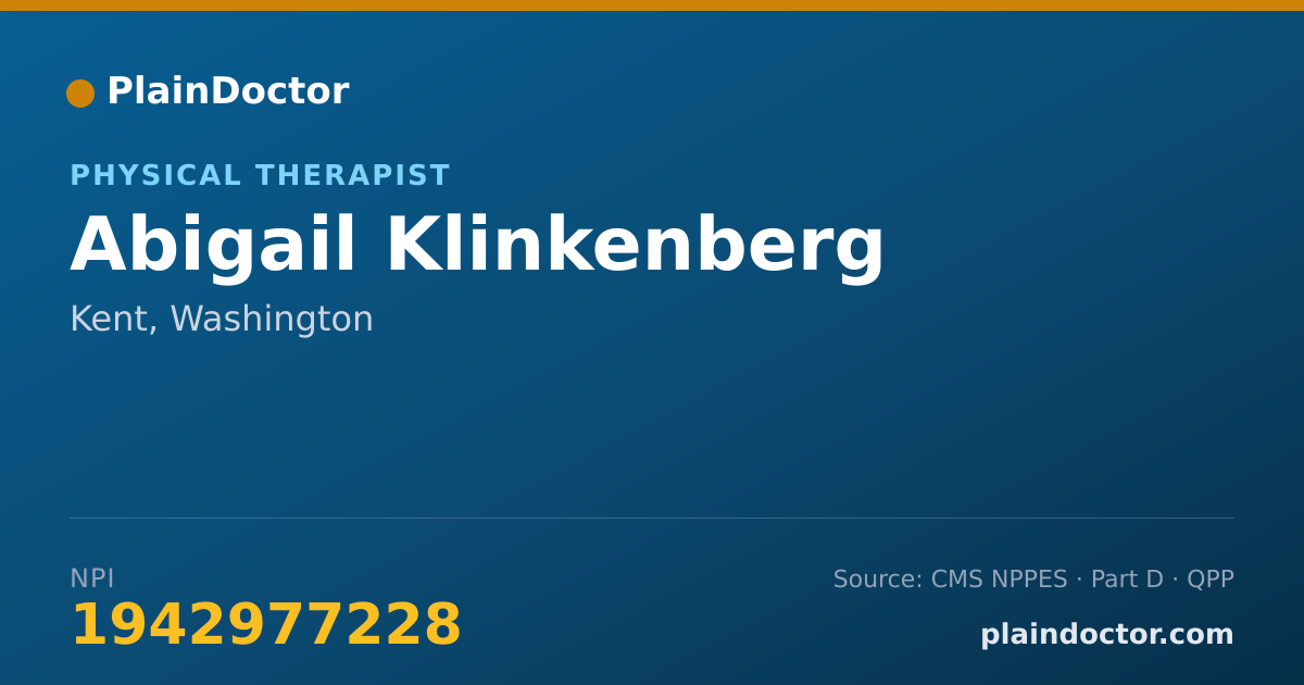 Shareable card for Abigail Klinkenberg - Physical Therapist, Kent, WA