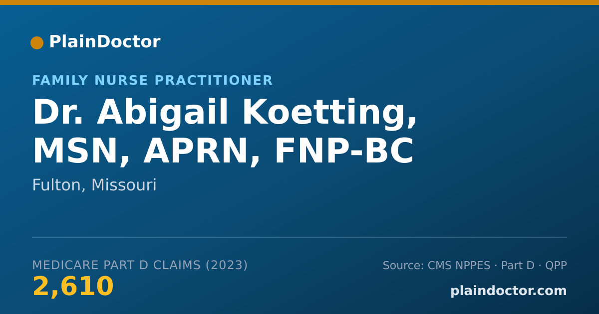 Shareable card for Abigail Koetting, MSN, APRN, FNP-BC - Family Nurse Practitioner, Fulton, MO
