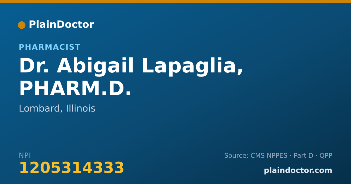 Shareable card for Abigail Lapaglia, PHARM.D. - Pharmacist, Lombard, IL