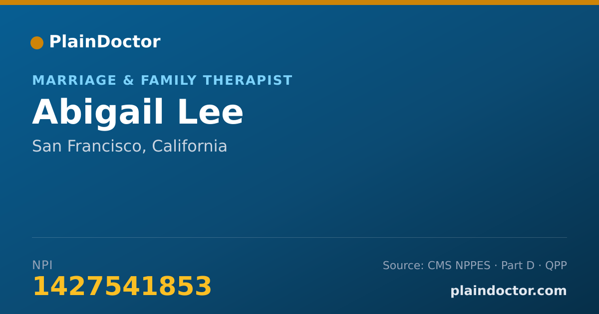 Shareable card for Abigail Lee - Marriage & Family Therapist, San Francisco, CA