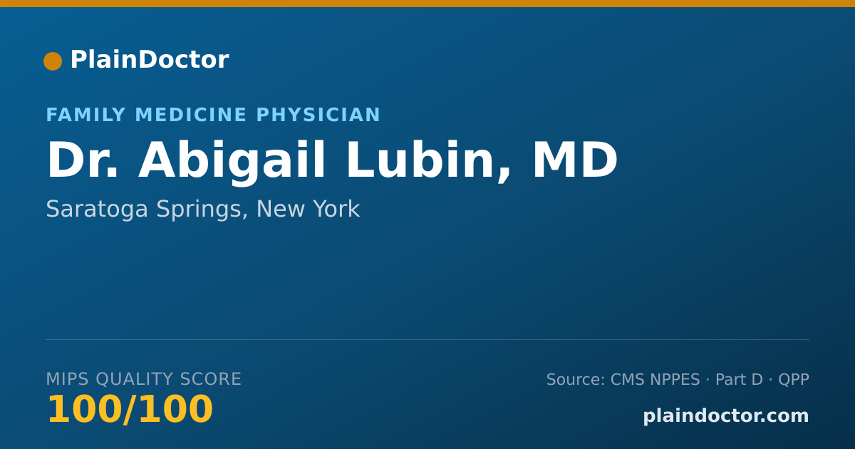 Shareable card for Abigail Lubin, MD - Family Medicine Physician, Saratoga Springs, NY